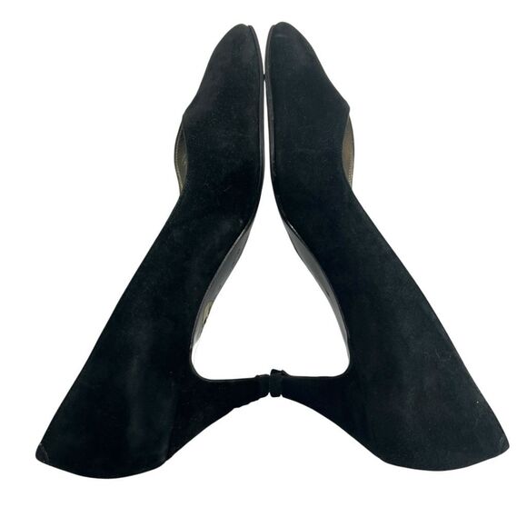 Yves Saint Laurent Size 6 Vintage Black Gray & Red Suede Pumps Heels - Picture 8 of 11